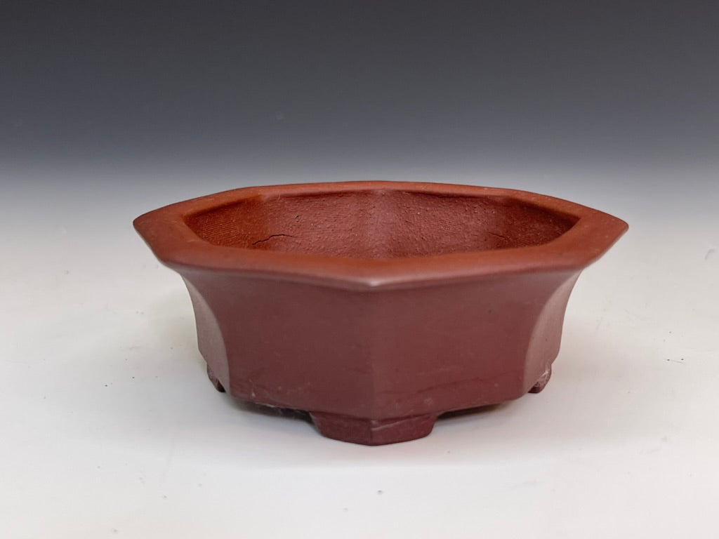 Y2375 中国 手彩 六角粉彩中鉢 在銘印有 く Y2375 中国 手彩 六角粉彩