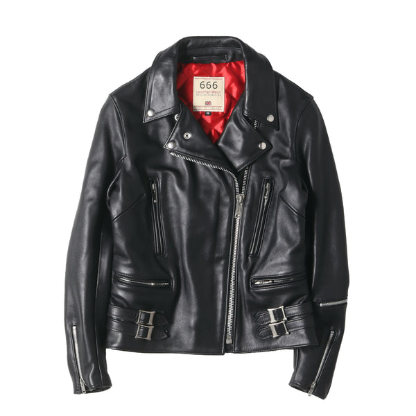 ステアハイドレザー サイドベルト ダブル ライダースジャケット