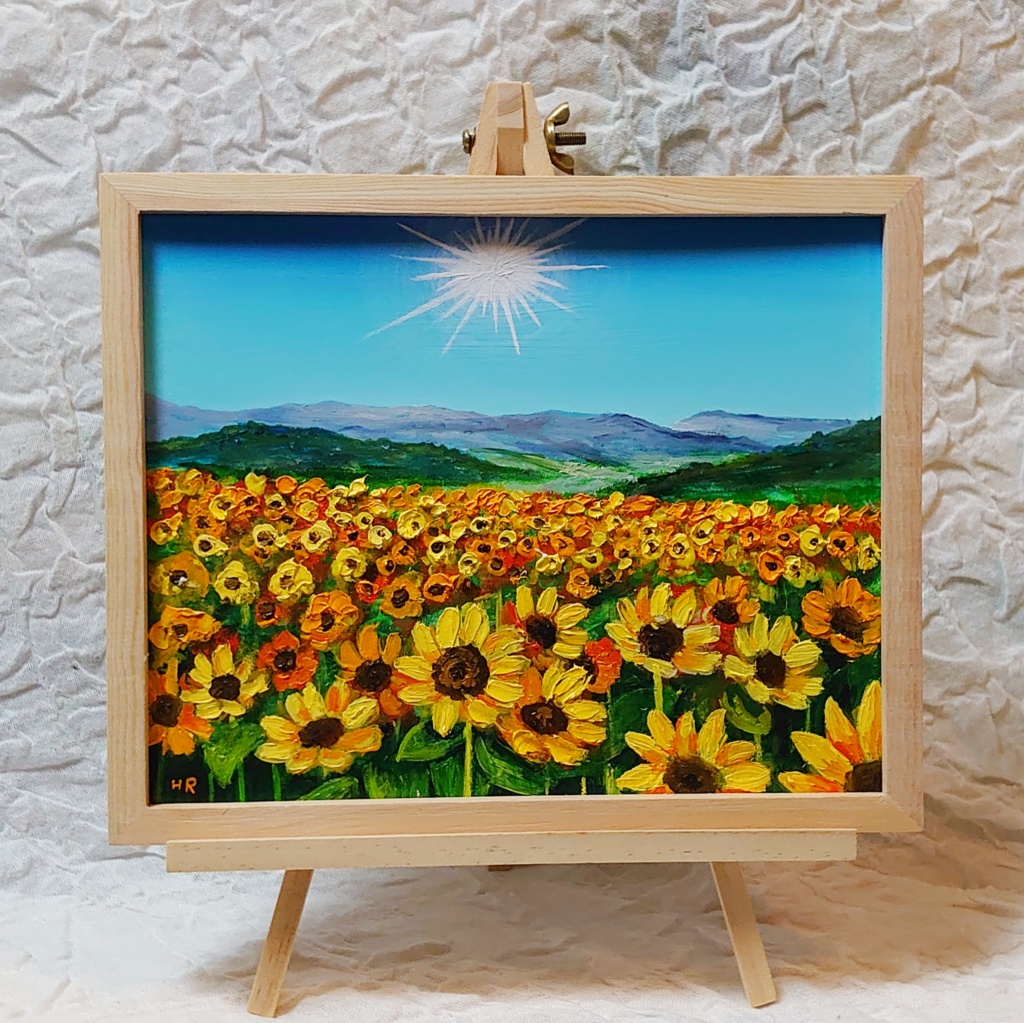 絵画 油絵 ひまわり 6F 夏の風景画