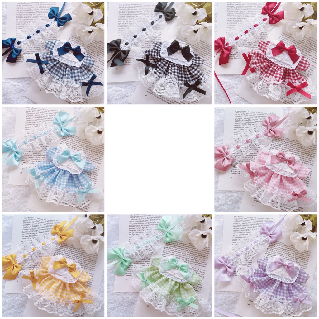 16cm ぬい服 ギンガムチェックのワンピース - ⑅⃛ - BOOTH