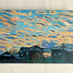 16×23㎝「朝の空2」油彩・原画・サムホール