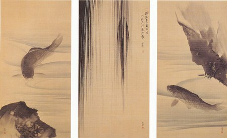 円山応挙/圓山應擧/跳鯉図/コイ図/鯉図/掛軸/名家伝来/AD-768 円山応挙