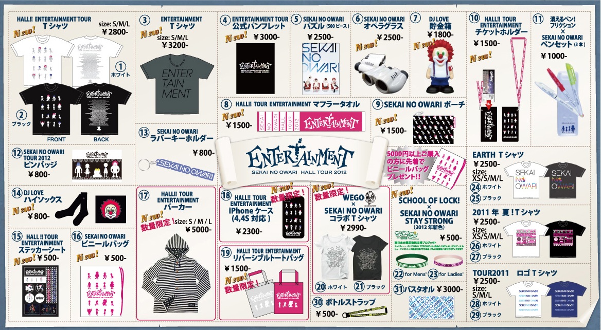 ライブグッズセット / SEKAI NO OWARI（ ドゥガラディドゥ ） 【新品未