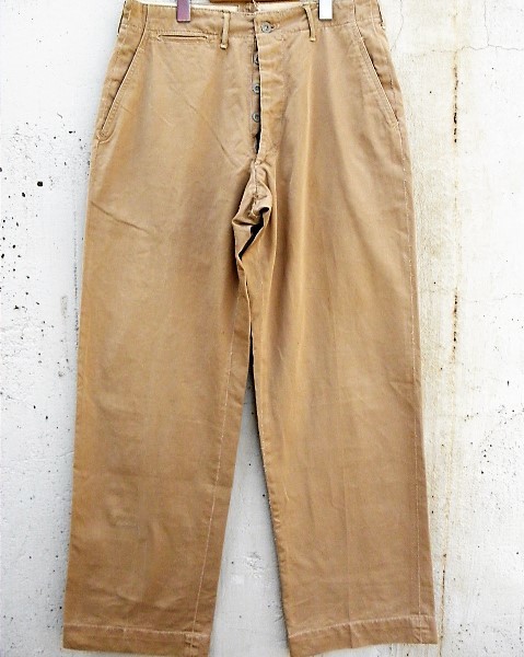 40's US.ARMY M-43カーキ 初期型チノパン ガスフラップ付 40's M-43