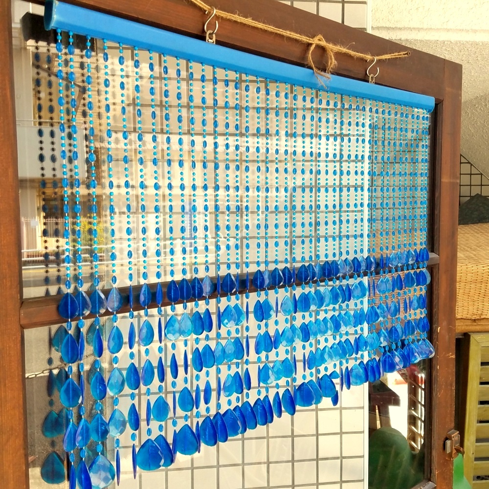 昭和レトロビーズのれんブルー当時物レトロポップ珠のれん