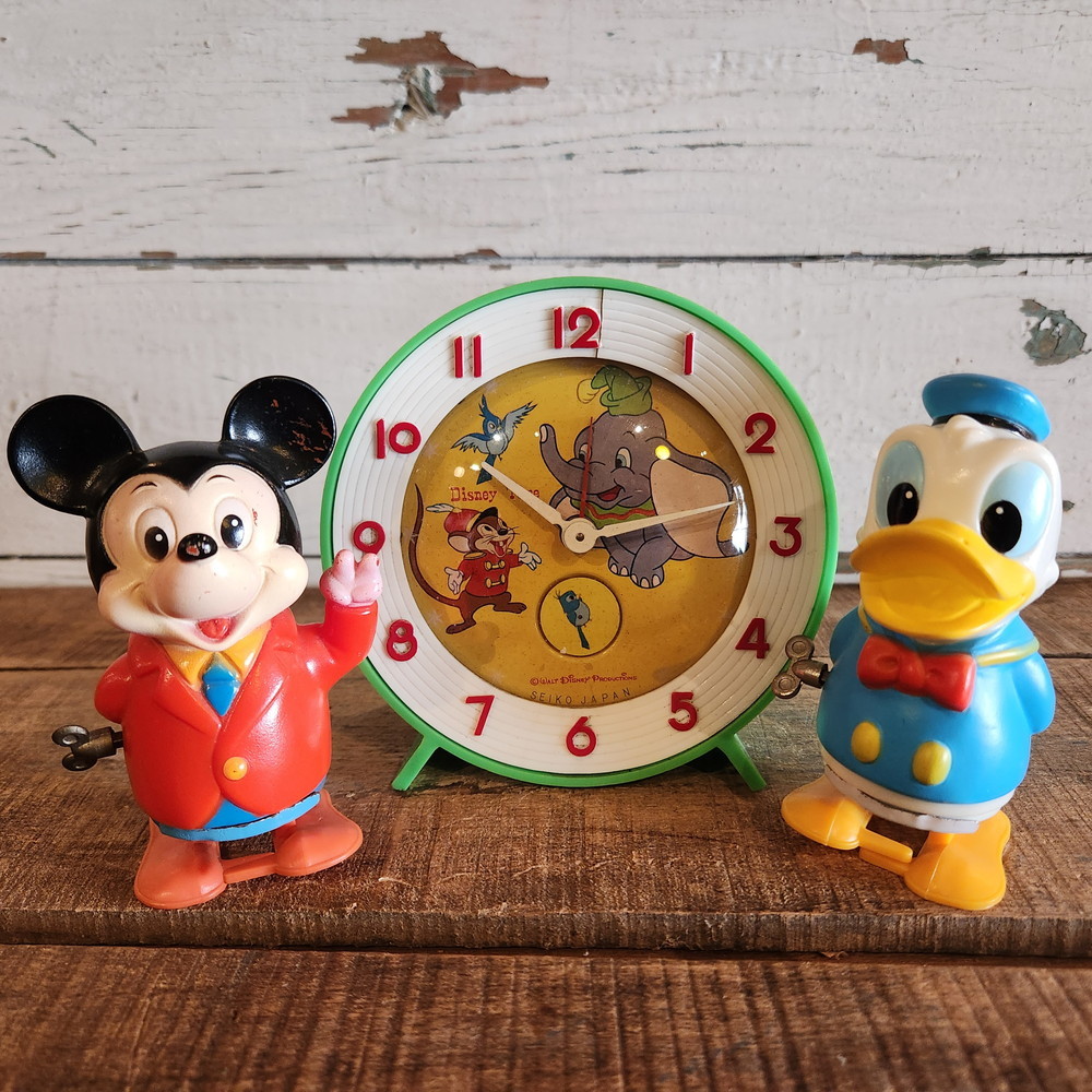 昭和レトロ 増田屋 ミッキー＆ドナルド トコトコ人形とSEIKO