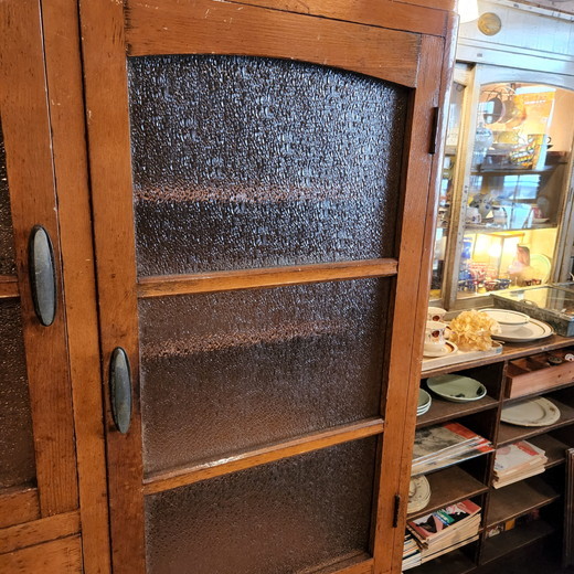 昭和レトロなダイヤガラスのキャビネット(食器棚/水屋) - [Sold Out