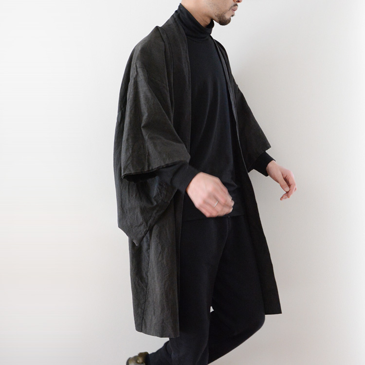 Noragi Style Haori / 墨黒な野良着風羽織着物