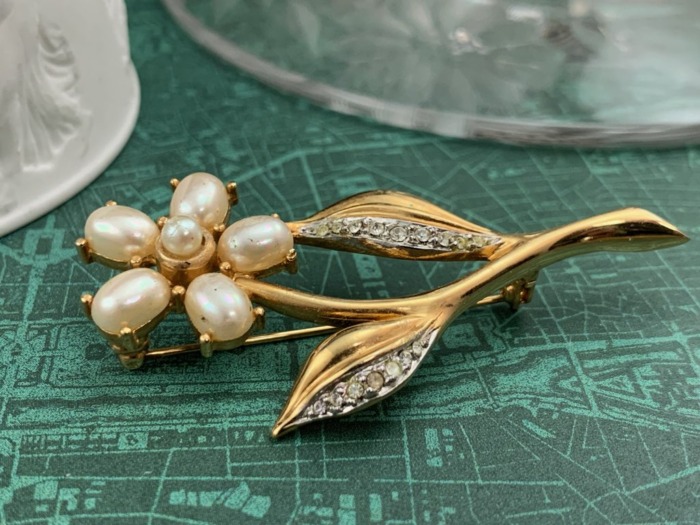 カナダ 80s KEYES(キーズ) ブローチ フラワー ヴィンテージ | Blue