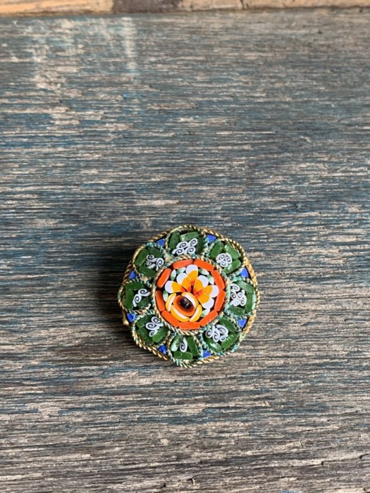 イタリアヴィンテージ マイクロモザイクブローチ ブルー 星