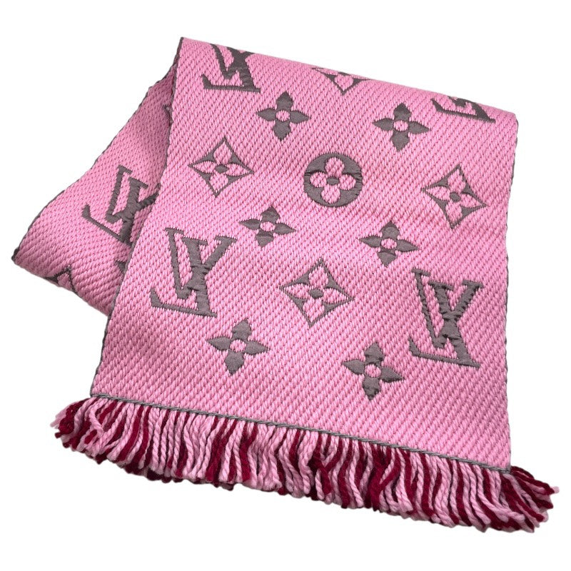 ルイヴィトン マフラー ピンク ロゴ LV チャーム モヘア シルク