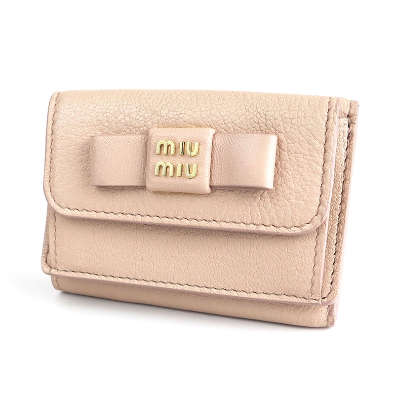 Brandol / MIU MIU ミュウミュウ 三つ折り財布 リボンモチーフ レザー