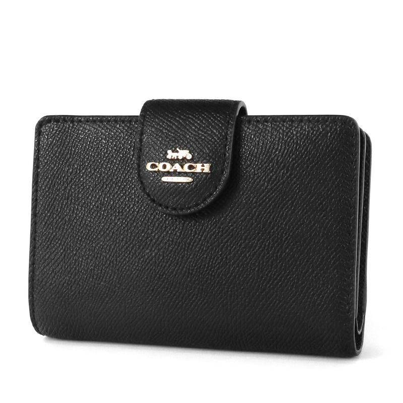 Brandol / COACH コーチ 二つ折り財布 シンプル レザー ブラック 6390