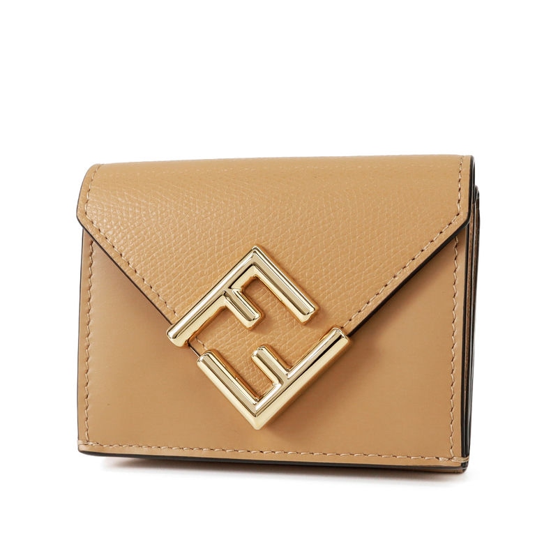 極美品】FENDI バゲット マイクロ 三つ折り財布 ベージュ FFモチーフ