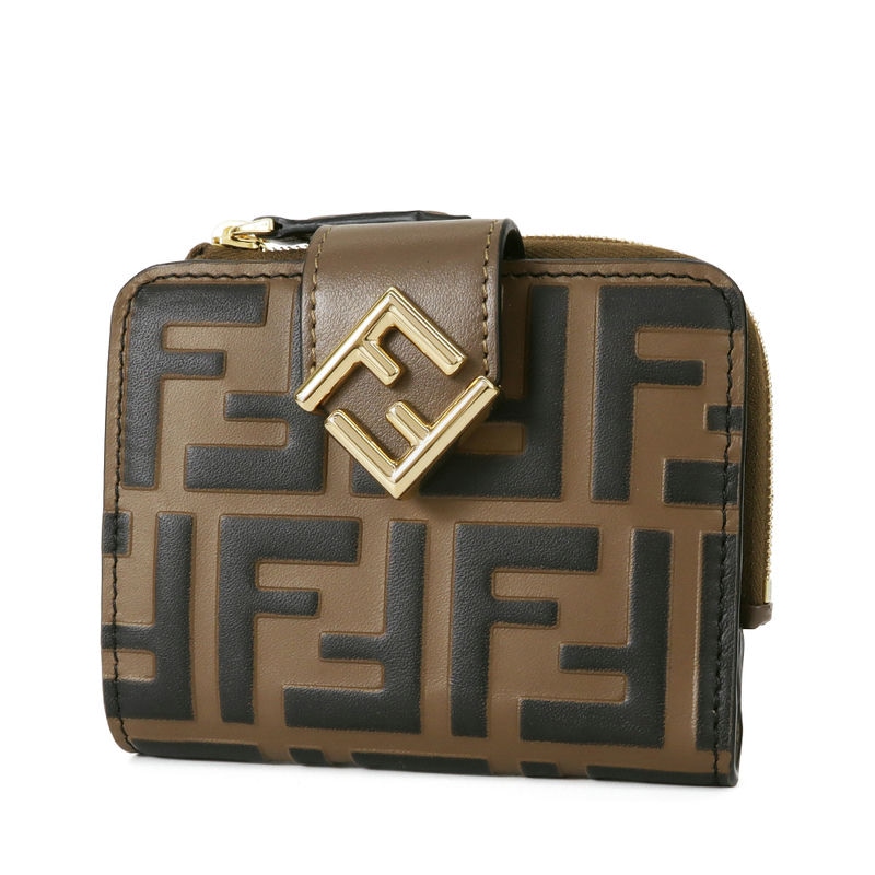 Brandol / FENDI フェンディ 二つ折り財布 ロゴ レザー ミニウォレット