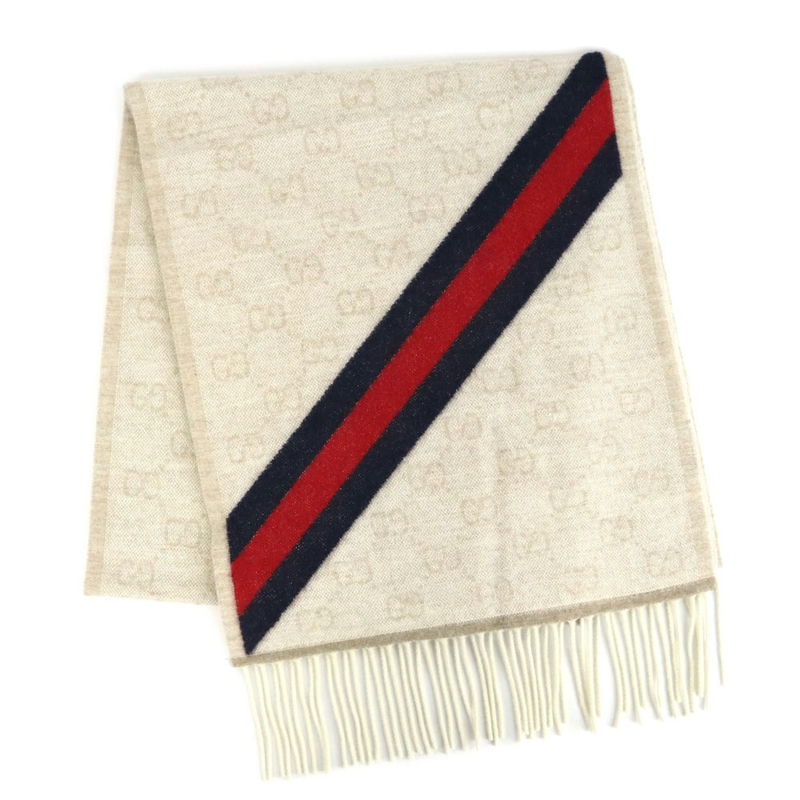 Brandol / GUCCI グッチ ストール ウール100% GG柄 マフラー ライト