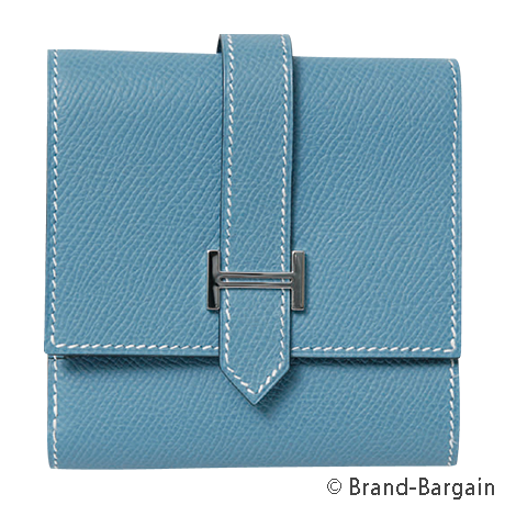エルメス三つ折り財布ノベルティ牛革 ブルー エルメス三つ折り財布