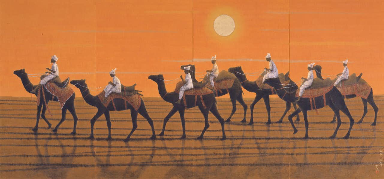 平山郁夫 「パルミラ遺跡を行く・夜」 シルクスクリーン 彩美版 平山