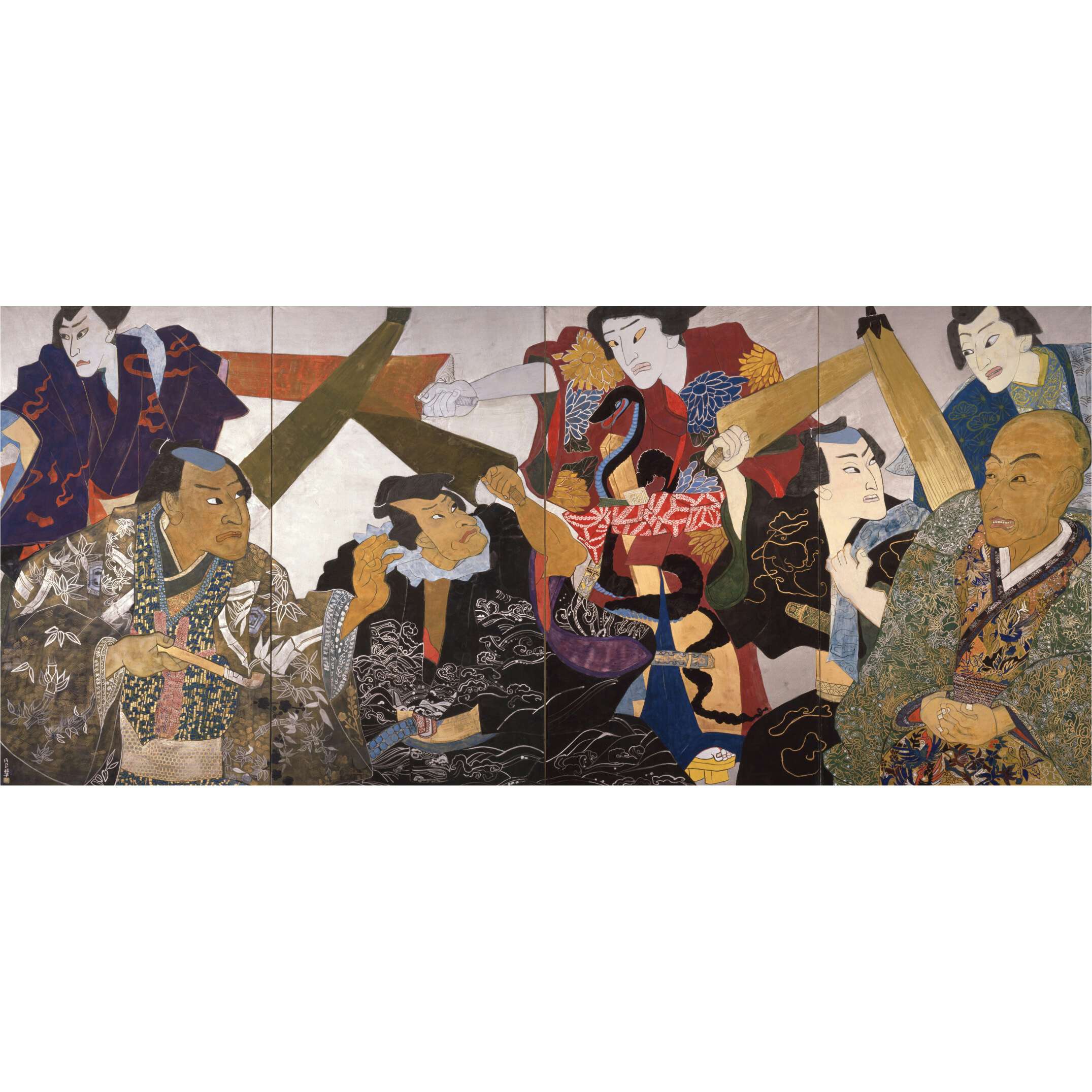 片岡球子 片岡珠子 風景画 手描き 6号 表裏サイン 印譜 額装 骨董 絵画