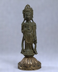 仏教美術 古銅 観音菩薩像 仏像 豆仏 懐中仏 置物 V R8764 中国古