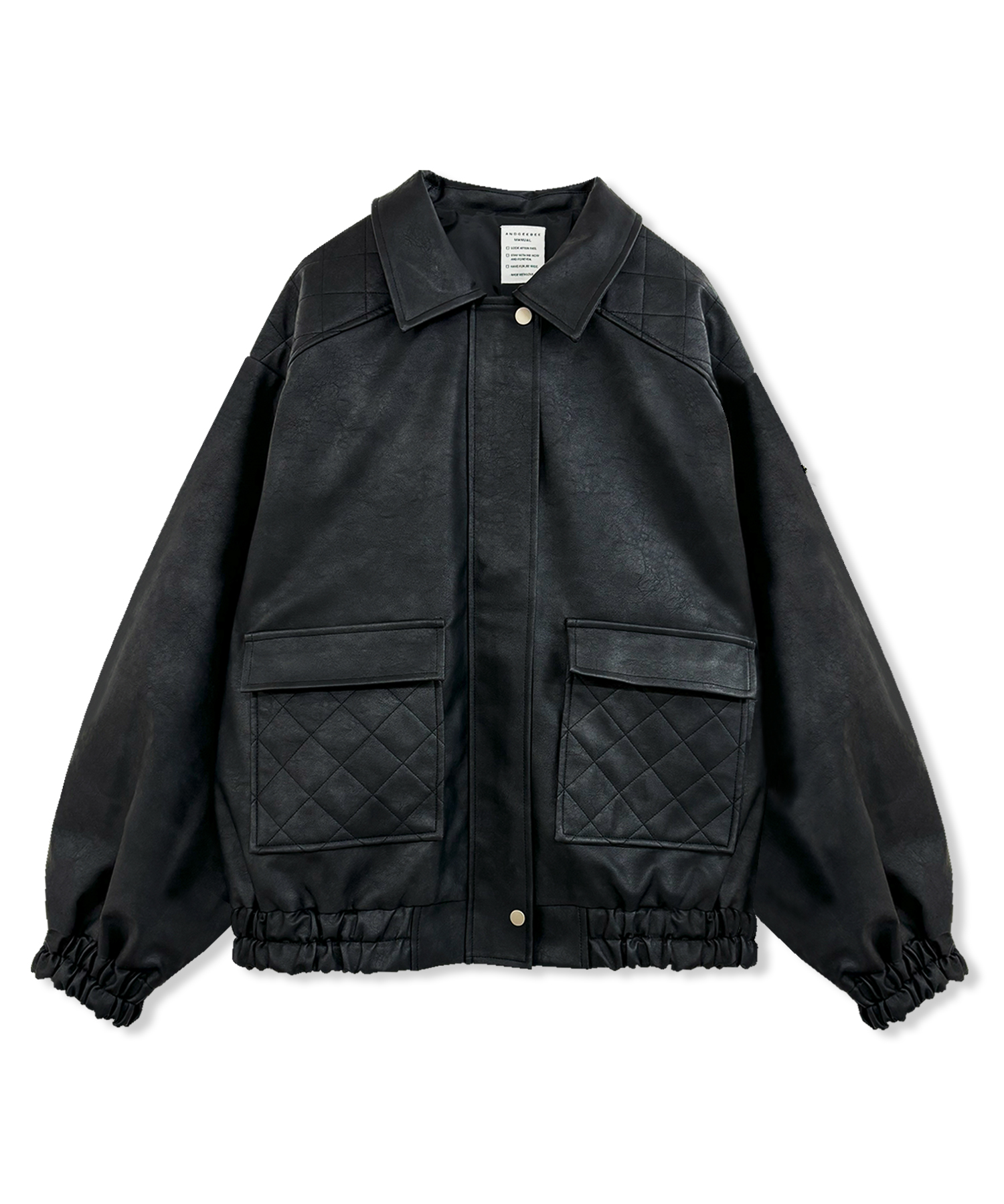ナノユニバースシングルライダースジャケットキルティング羊革ブラック