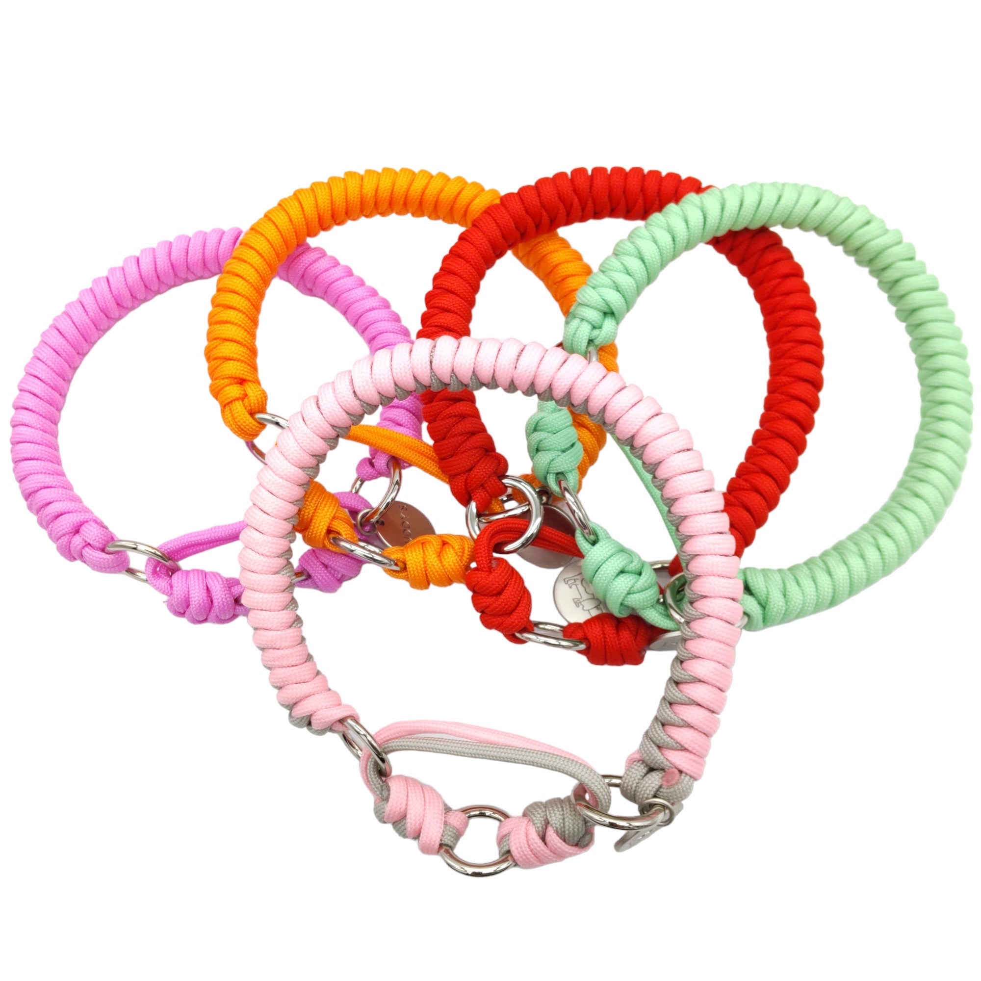 パラコード首輪 ハーフチョーク お花3色 No.0144 犬用品 パラコード