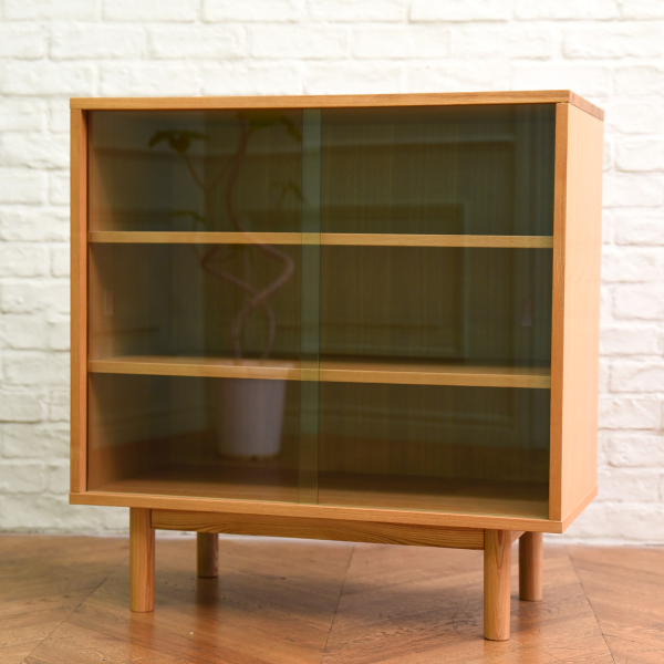 無印良品 キャビネット・ガラス扉（引戸） オーク材 無印良品
