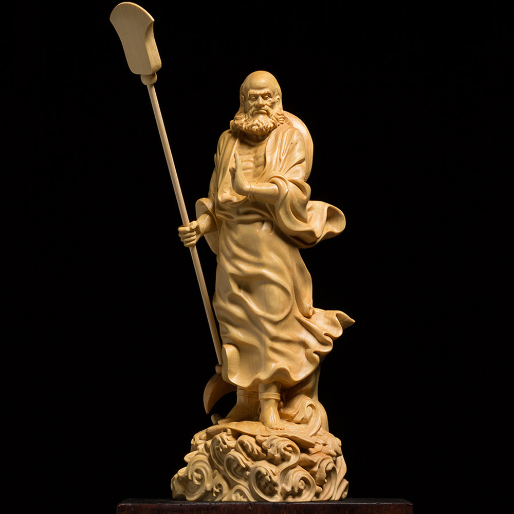 仏像専門店 仏像屋 / 天然ツゲ 黄楊 柘植 木彫り彫刻達磨像 達磨大師立像