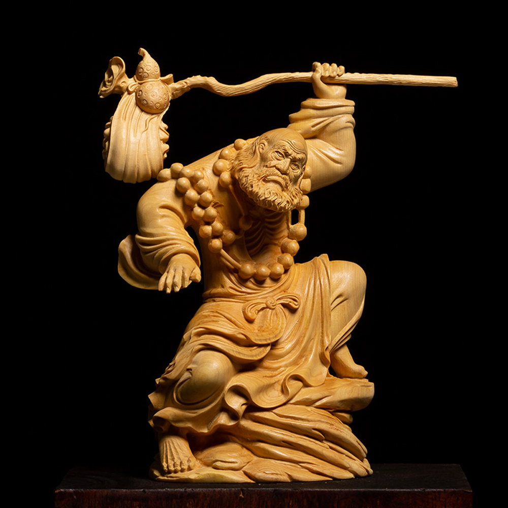 仏像専門店 仏像屋 / 天然ツゲ 黄楊 柘植 木彫り彫刻達磨像 達磨大師