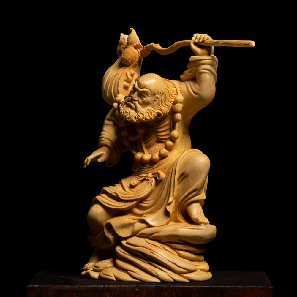 仏像専門店 仏像屋 / 天然ツゲ 黄楊 柘植 木彫り彫刻達磨像 達磨大師