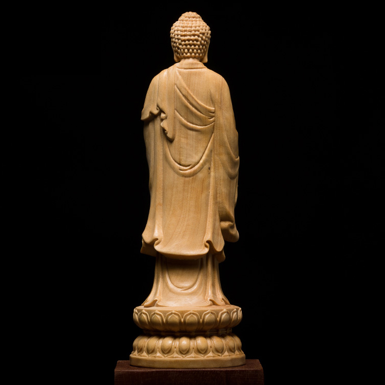 仏像専門店 仏像屋 / 天然ツゲ 黄楊 柘植 木彫り彫刻釈迦如来像 釈迦牟