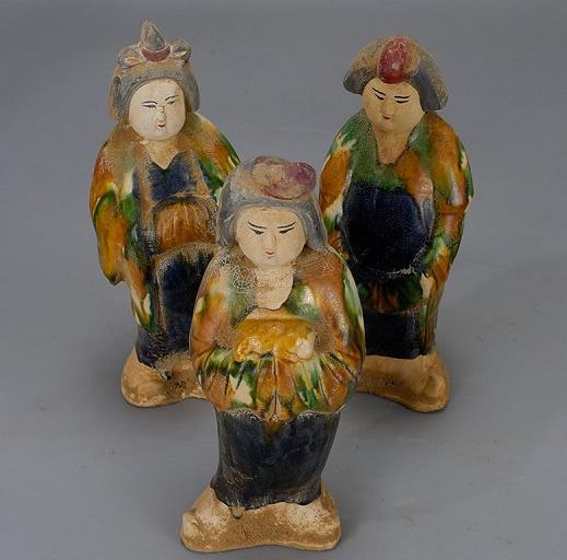 唐三彩 人形 中国美術 彩俑 人物俑 陶俑 三彩 人形 婦人俑 三