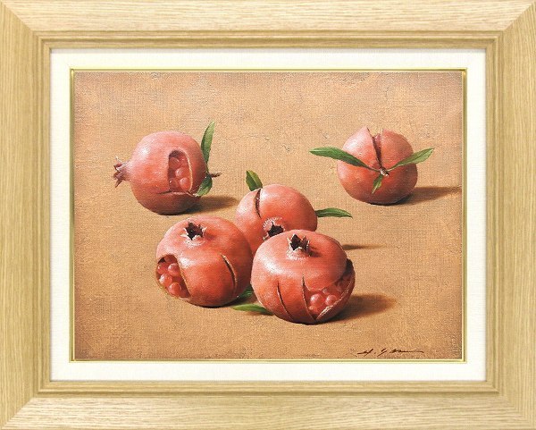 ☆「真作」安田英明「アネモネ」静物画 油彩画 額装 サイン有り F6号