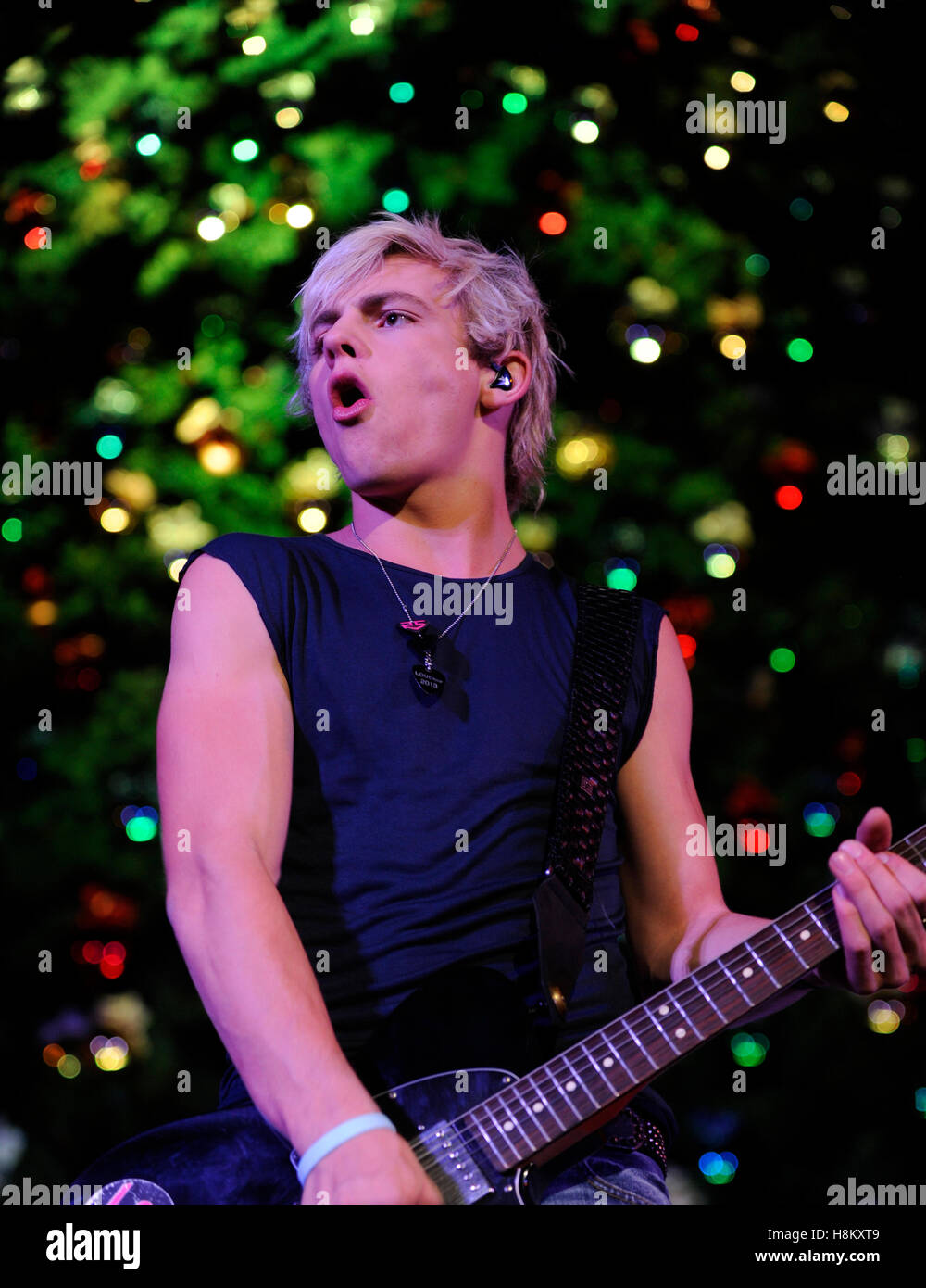 Ross Lynch of the band R5 performs at the Citadel Outlets