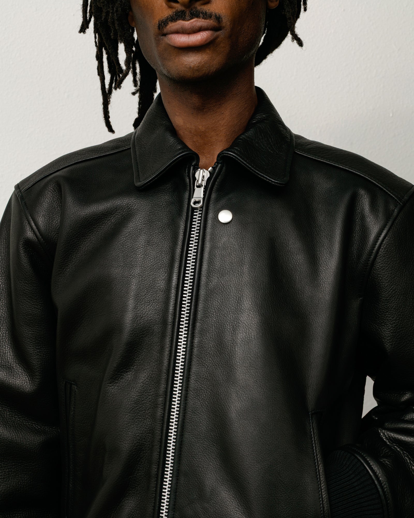 Leather Flight Jacket – Black | Outerwear | Stüssy Canada