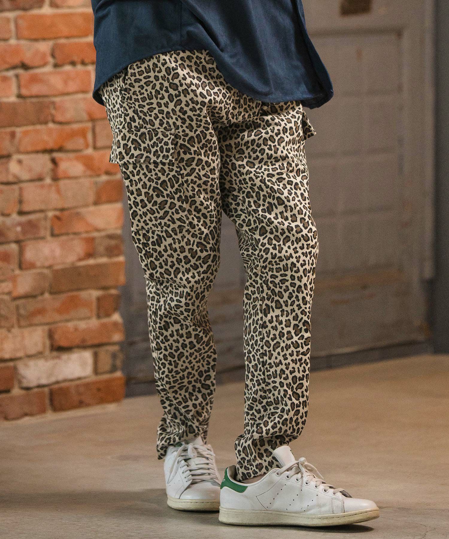 30%OFF【CAMBIO(カンビオ)】レオパード柄テーパードカーゴパンツ