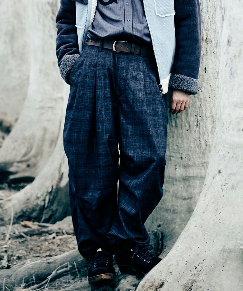 glamb(グラム)】Glen Check Tuck Pants グレンチェックタックパンツ