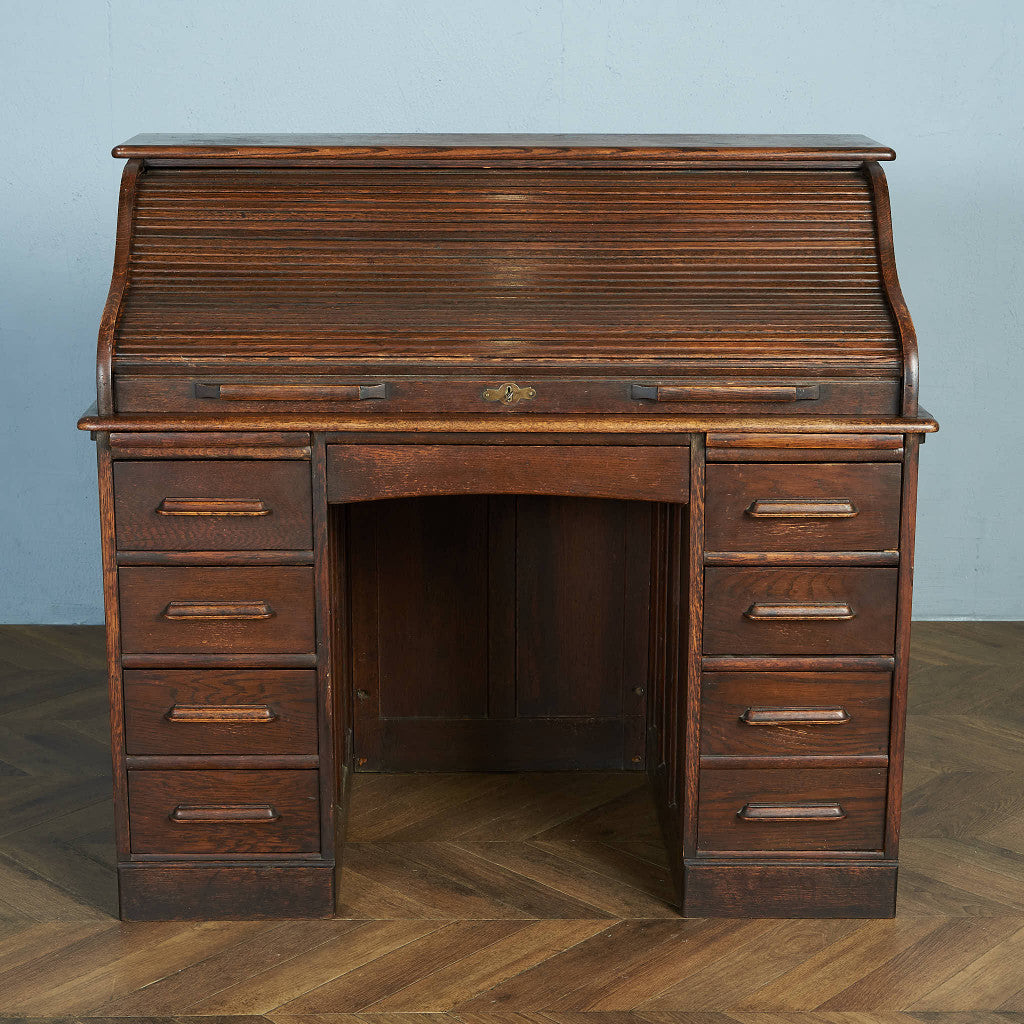 英国 アンティーク 蛇腹式 ロールトップ デスク #85269 – camori