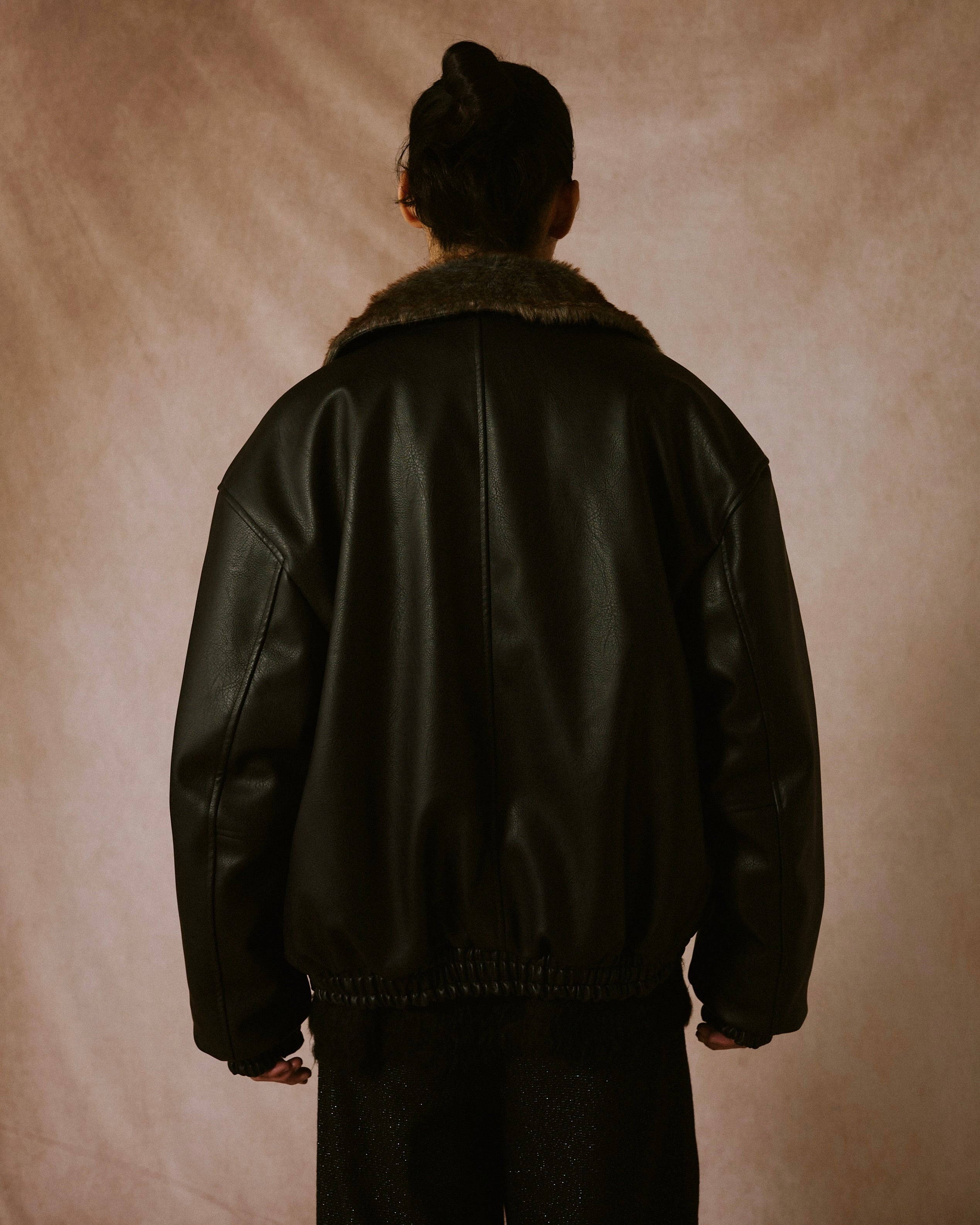leather/fur faux reversible flight jacket – CAMPHOR WOOD
