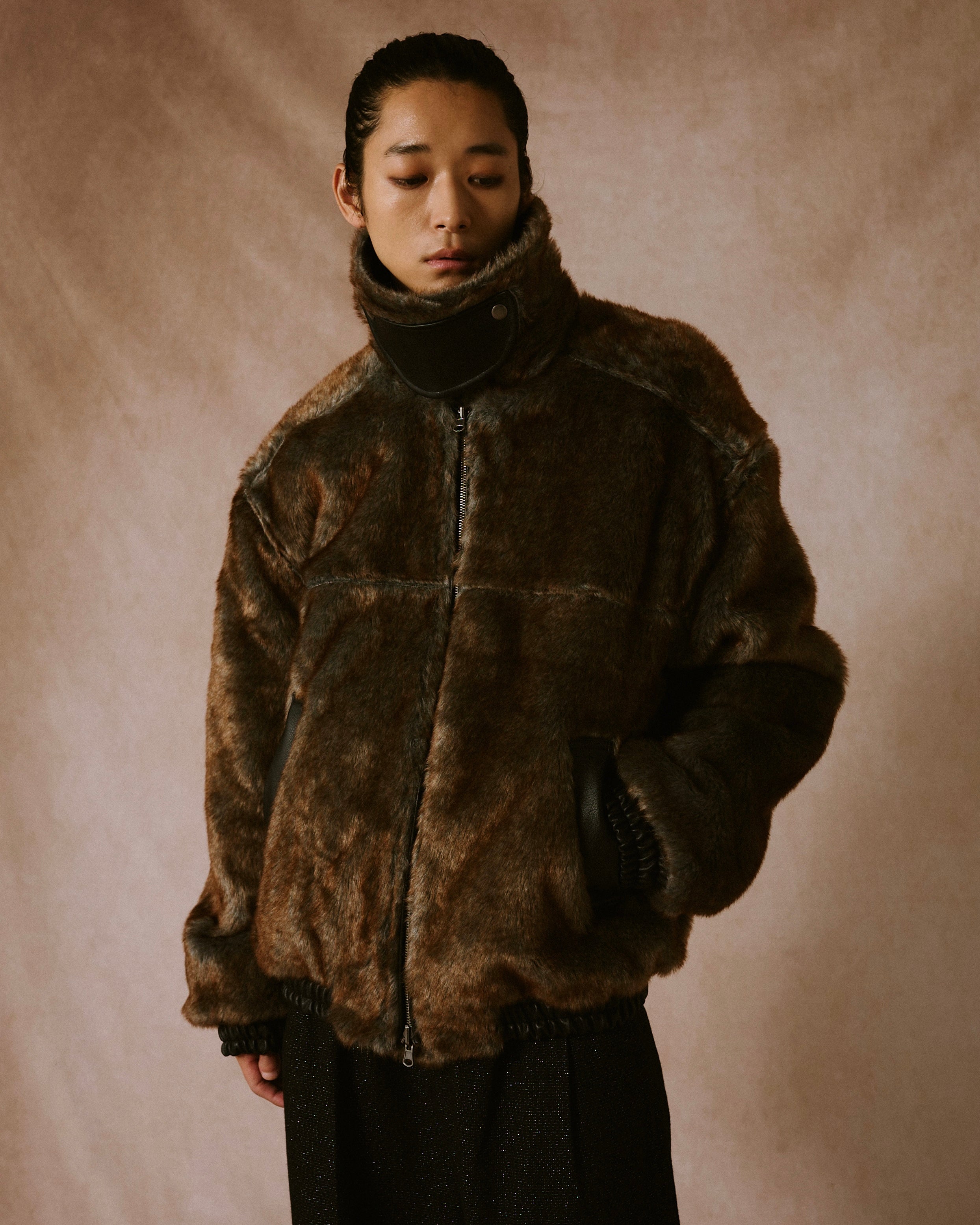 leather/fur faux reversible flight jacket – CAMPHOR WOOD
