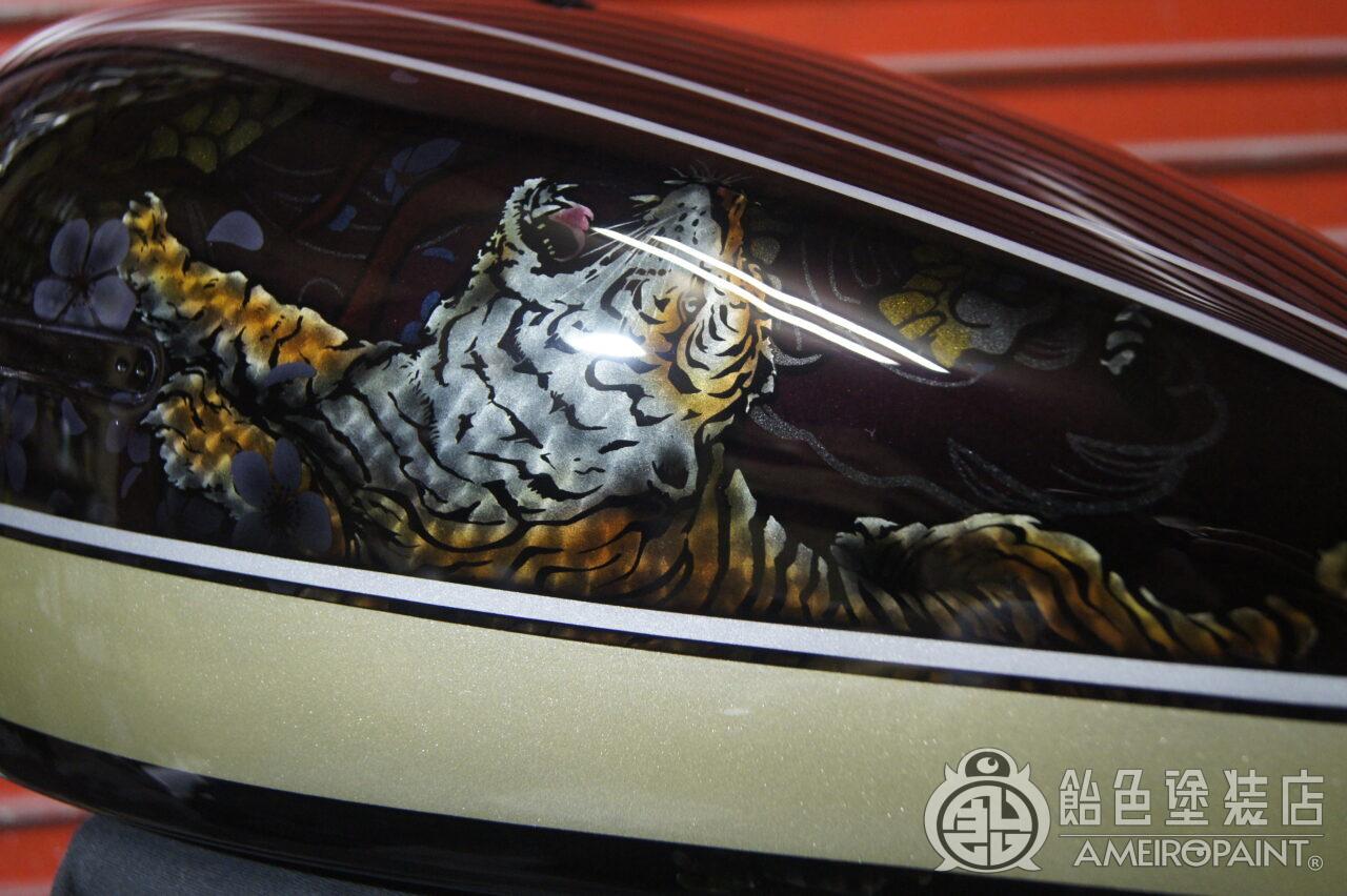 Z1 夜桜ペイント 龍と虎と花札モチーフの和モダンカスタム｜飴色塗装店