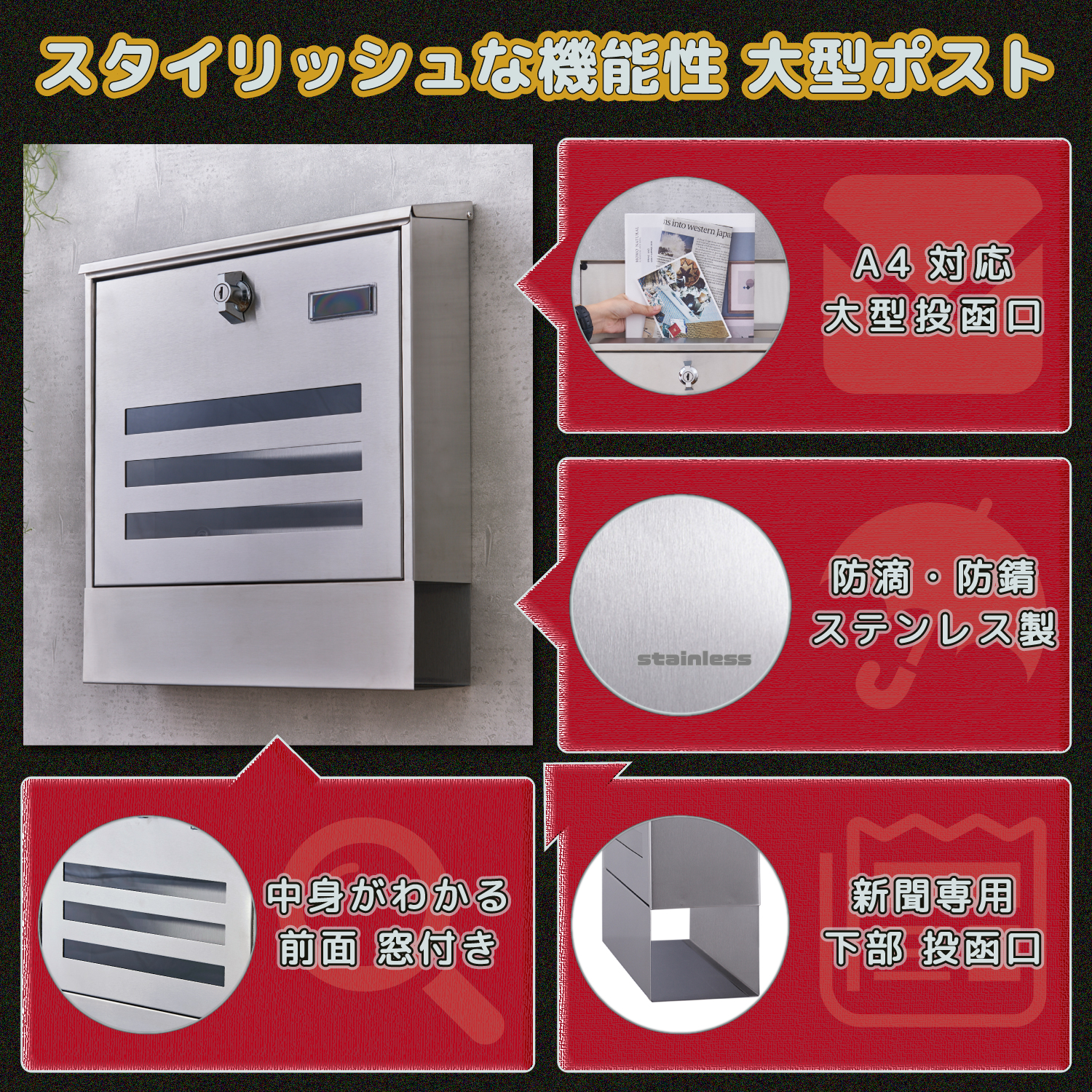 ステンレスA ひねりロック TMD013AH – 郵便ポスト・郵便受けの専門