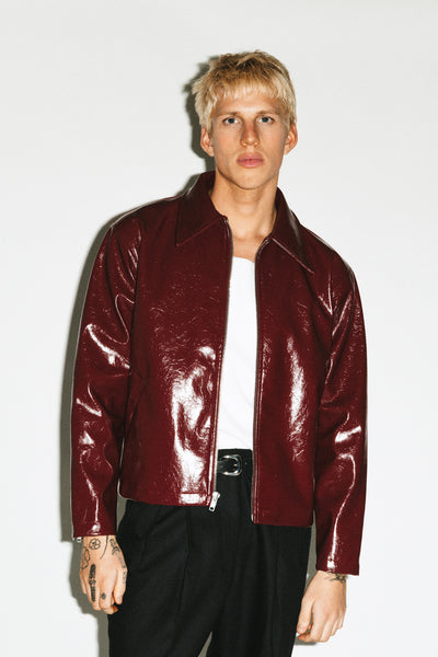 ジャケット・アウター archive single leather blouson Bordeaux Veste