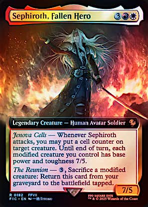 傷有】墜ちた英雄、セフィロス 英語版 拡張 フォイル mtg 堕ちた英雄