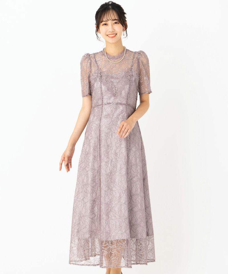 SNIDEL スナイデル パフレースドレス ピンク系 | 結婚式パーティーの