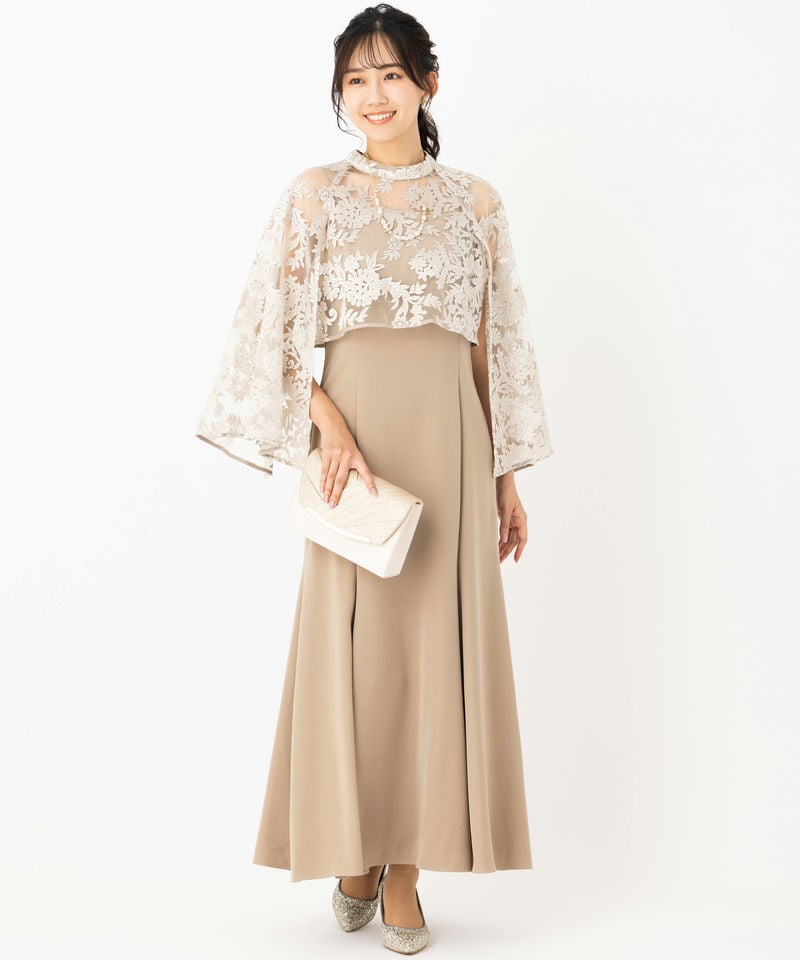 anuans アニュアンス エンブロイダリーレースケープセットドレス