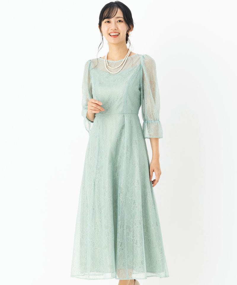 Aimer エメ グリッターレースフィット&フレアドレス ピンク系 | 結婚式