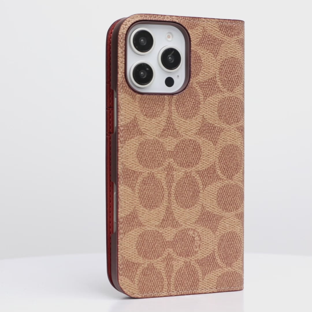 Coach Folio Signature Tan - iPhone 16 Pro