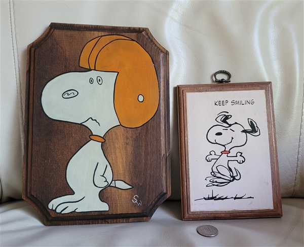 Peanut Snoopy plaques and bath bottle Hallmark