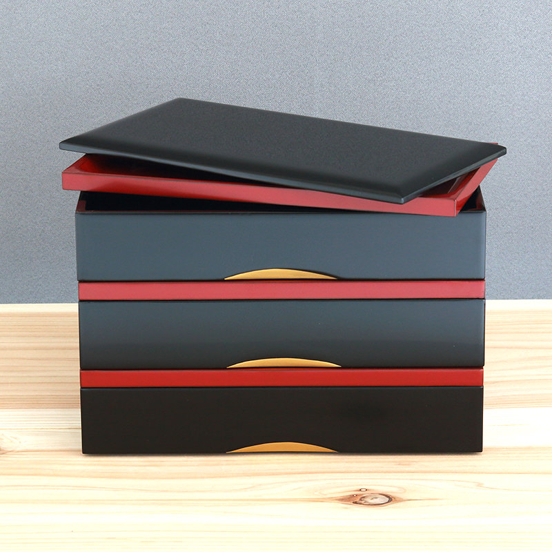 重箱/秋田県 伝統工芸品 川連漆器 三段重/天然木 本漆塗